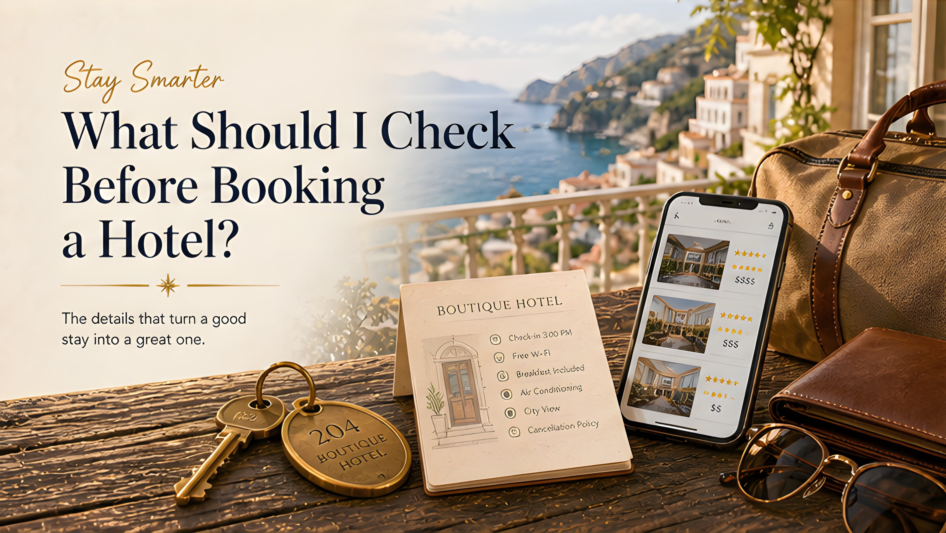 Travel planning and checking a hotel before booking