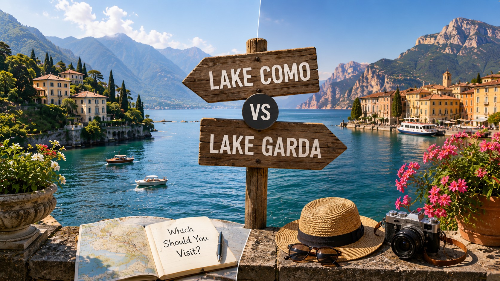 Lake Como and Lake Garda in Italy, comparison of two Italian lakes